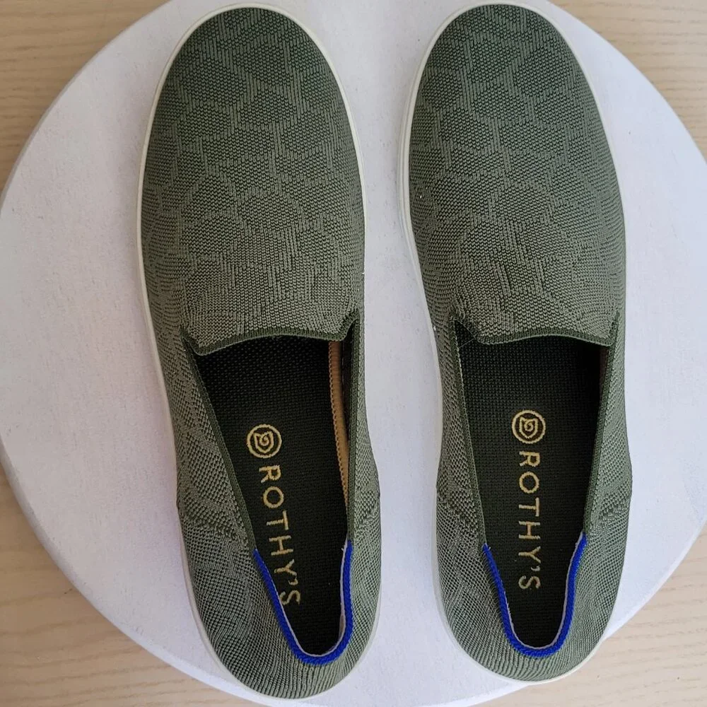 Rothy’s Women's The Original Safari Print Olive Green Slip On Casual Sneaker 12 - Picture 6 of 16